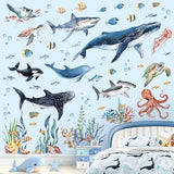 decalmile Under The Sea Fish Wall Decals Ocean Animal Sea Turtle Seaweed Whale Wall Stickers Bathroom Baby Nursery Bedroom Living Room Wall Decor