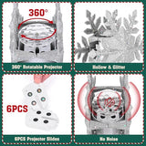 Christmas Tree Topper Lighted with 6 Projection Slides, PliMook Snowflake Christmas Tree Topper LED Rotating 3D Lighted Tree Toppers Glitter Tree Topper Projector for Christmas Tree(Silver)