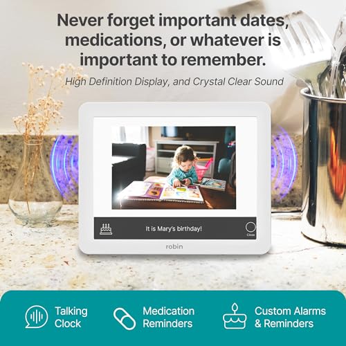 Robin Day Clock 2026 for Seniors, 12" Large Digital Calendar Dementia Clock with Talking Function, Alarms, Easy-to-Read Display for Elderly, Day Date Time, Medication Reminder, DST, White