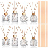 8 Pcs Bathroom Reed Diffuser Sets with 40 Natural Sticks, 3.4oz Empty Glass Bottles & Gold Caps, Bathroom Diffuser with Sticks for Home Office Aromatherapy Decor