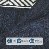 GarveeHome Washable Hallway Rug 2x6 Narrow Modern Bordered Floor Runner, Non-Shedding Contemporary Bedside Rug, Foldable Ultra-Thin Carpet Runner for Bedroom, Kitchen, Laundry Room, Navy Blue