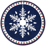 MACTING Christmas Tree Skirt, 30 Inch Round Blue Polyester Christmas Tree Skirts with Big Snowflake and Christmas Tree Printed for Holiday Party Rustic Xmas Tree Decoration