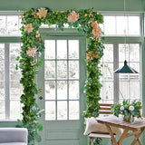 DearHouse 84 Feet 12 Strands Artificial Ivy Leaf Plants Vine Hanging Garland Fake Foliage Flowers Home Kitchen Garden Office Wedding Wall Decor, Green