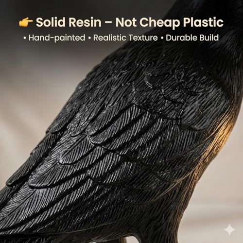 Raven Lamp Gothic Decor, Black Crow Table Lamp with LED Bulb, Unique Dark Aesthetic Night Light for Bedroom Desk, Halloween Home Decoration Gift