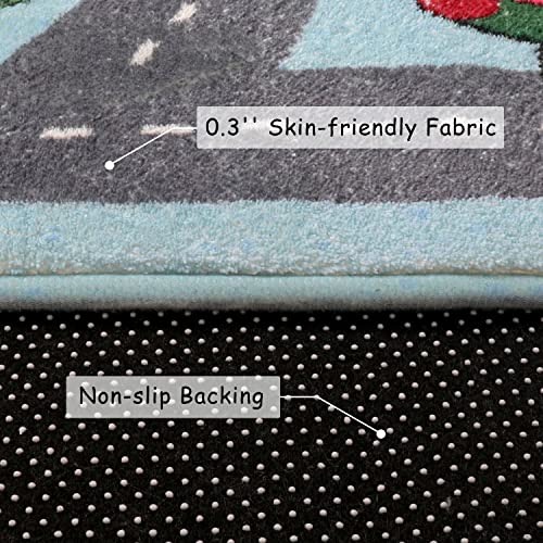 LIVEBOX Large Playroom Rug 5'x7' Kids Play Mat for Classroom, Road Traffic Carpet for Boys Girls Playing Cars Toys, City Life Nursery Car Rug for Toddlers Bedroom Kids Room