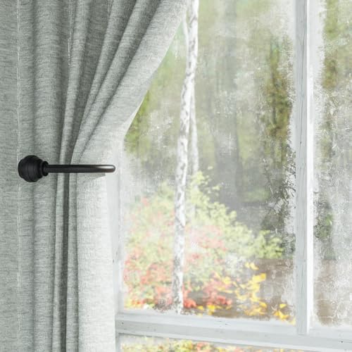 Hion Curtain Holdbacks Black 2pcs, Curtain Tiebacks Wall Mounted Curtain Hooks Holders for Drapes