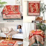 Boho Throw Blanket Reversible Cotton Bohemian Tapestry Hippie Room Decor Outdoor Blanket Double Sided (Boho Leopard 50"x60")