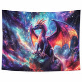 Purple Dragon Tapestry, Gothic Medieval Fantasy Animals Cool Dragon Tapestry for Bedroom Aesthetic, Nebula Starry Sky Tapestry Wall Hanging, Men Boys Poster Blanket College Dorm Home Decor, 40X30in