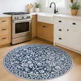 Vintage Washable Round Rug 5ft Circle Rug for Living Room,Entryway