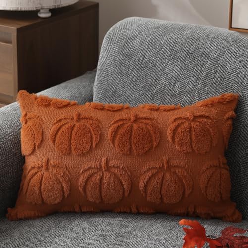 DFXSZ Fall Pillow Covers 12x20 2Pcs Rust Pumpkin Fall Decorations for Home