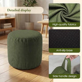 ele ELEOPTION Round Stuffed Pouf Ottoman Poufs with Foam Chunk Filling Pouf Foot Stool Storage Ottoman, 20 X 14 Floor Poufs Foot Rest for Living Room Green