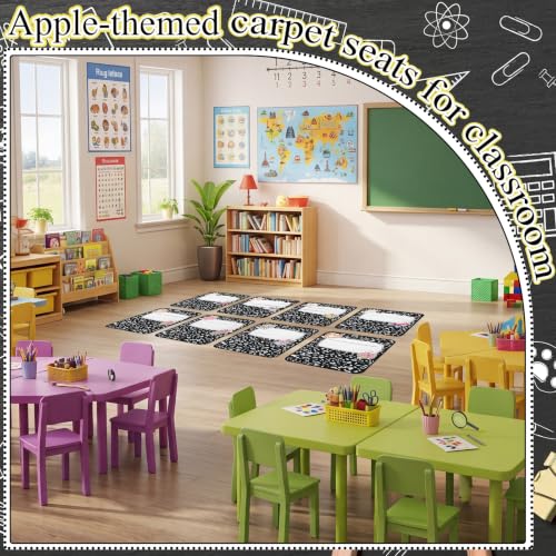 Breling 12 Pcs Kids Carpet Squares Seats 16 Inch Composition Notebook Classroom Rug Floor Soft Cushions Composition Circle Time Mats Non Slip for First Day of School Educational Learning Playing Areas