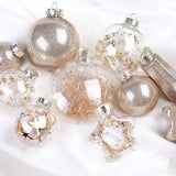 SHareconn 86PCS Christmas Tree Ornaments Clear Set,Shatterproof and Clear Plastic Baubles for Xmas Tree Decor, Holiday Wedding Party Decoration,Champagne