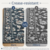 jinchan 3x8 Traditional Floral Rug, Washable Runner Rug, Midnight Blue