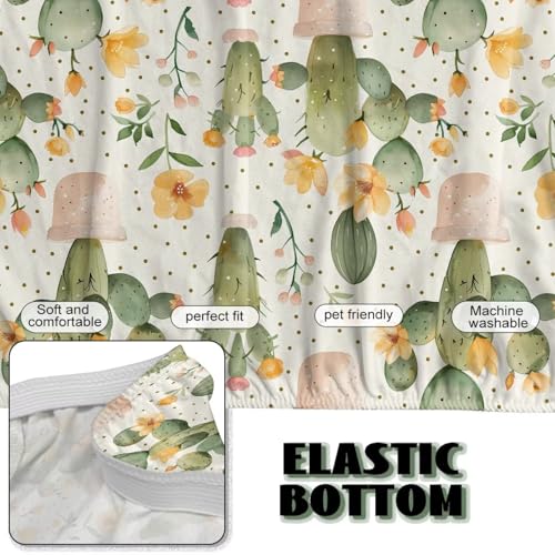 Cactus Print Easy-Going Futon Cover, Dual Couch Cover, Stretch Armless Sofa Cover, Leakproof Furniture Protector for Kids, Pets, Dog and Cat