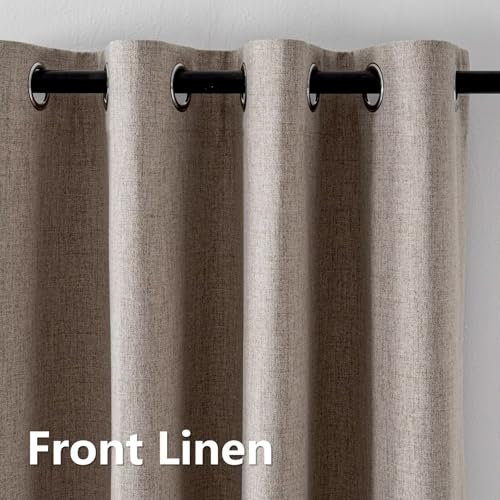 100% Blackout Curtains 2 Panels Set, Beige Curtains for Living Room, Black Out Thermal Insulated Grommet Drapes Bedroom Luxury Decor Privacy(52W × 84L inch, Beige)