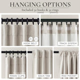 100% Blackout Curtains 84 Inch Length 2 Panels Set Farmhouse Style for Bedroom Windows/Living Room Thermal Insulated Neutral Boho Drapes Linen Blend Natural Ivory 7ft Long Hook Belt Pleated/Back Tab