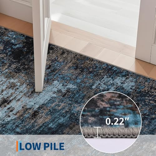 GarveeHome Washable Area Rug 3x5 Modern Abstract Blue Green