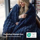 Bedsure Soft Double-Sided Faux Fur Twin Blanket, Navy Blue, 60"x80"