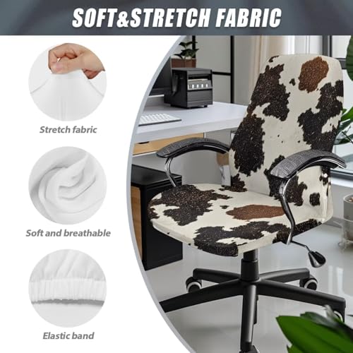 Cow Print Universal Office Chair Cover Stretchable Elastic Desk Chair Cover Dustproof Computer Chairs Slipcover