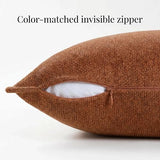 Fancy Homi Set of 2 Small Rust 14x14 Inch Soft Chenille Decorative Throw Pillow Covers with Flange Edge, Square Neutral Modern Boho Textured Cushion Case Home Decor for Couch Sofa Bed Living Room