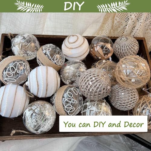40PCS 80mm/3.14inch Large Clear Ball Ornaments, 20Set Clear Plastic Fillable Christmas Balls Shatterproof Ornament Bauble for DIY Crafts Wedding Party Decor Holiday Home Decor