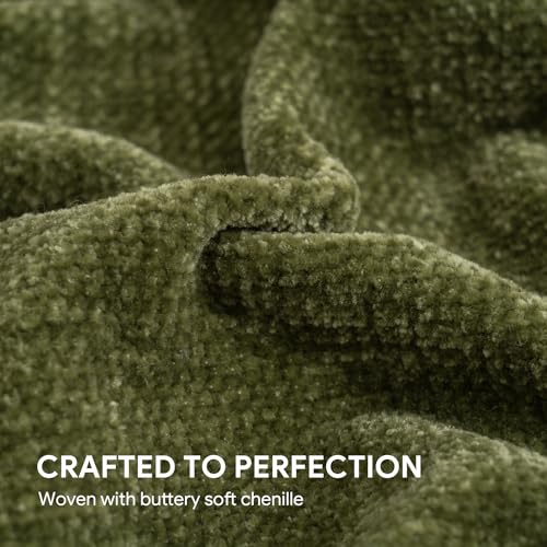 RECYCO Chenille Throw Blanket for Couch, 50"x60", Loden Green