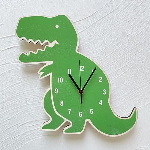 Cartoon Dinosaur Wall Clock Silents Decal Hangings Clock Decoration Living Rooms Playrooms Kid Bedroom