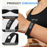 Black Vibrating Alarm Wristband for Heavy Sleepers with Body Temperature Monitoring Waterproof Noiseless Silent Shock Watch USB Rechargeable for Students Sports Won’t Wake Your Partner