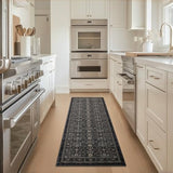 Ruaruarug Washable Area Rug Runner 2×6 for Kitchen Living Room Bedroom, Ultra Soft Non Slip Stain & Fade Resistant, Pet & Kids Friendly, Suitable for High Traffic Areas Easy to Clean, Black Grey