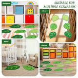 JarThenaAMCS 12 Pcs Green Leaf Classroom Carpet Kids Sitting Floor Seats Back to School Mats Non-Slip 3 Colors Leaf Rugs for Group Activity Learning Play Areas, 13.5 x 16 Inch