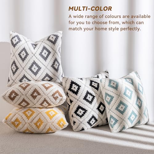 AmHoo Pack of 2 Decorative Throw Pillow Covers Rhomboid Luxury Super Soft Plush Set Case Cushion for Couch Sofa Bedroom 20 x 20-Inch Tawny Brown