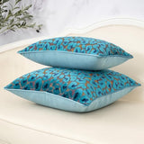 Alerfa Blue Floral Throw Pillow Cover 18 x 18 Inch Cut Velvet Sqaure Luxury Decorative Pillow Cover for Couch Living Room Bedroom