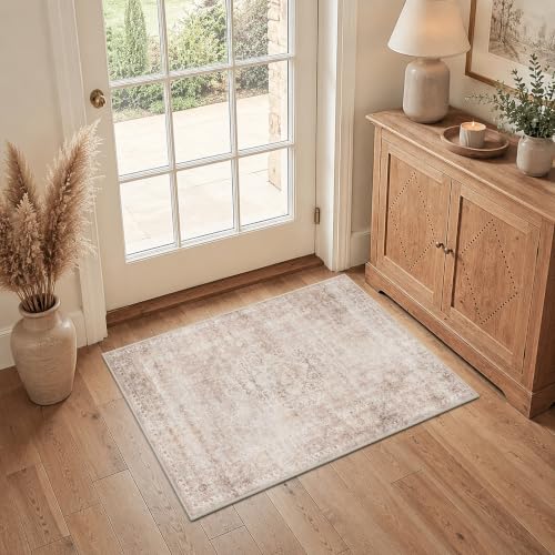 HelloTree 2x3 Vintage Machine Washable Entryway Rug, Non-Slip Door Mat
