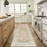 2' x 6' Boho Hallway Runner Rug Non Slip Runners,Cream Tan