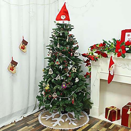N&T NIETING Christmas Tree Skirt, 30 Inch Burlap Tree Skirt for Christmas Holiday Party Decorations Xmas Indoor Outdoor Home Office Decorations