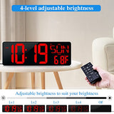 CYMHCHL 17.2" Large Digital Wall Clock Large Display with Remote Control | Timer with Temperature Date Week Auto DST Adjustable Brightness, for Living Room Classroom Garage Gym Gift for Senior Mom Dad