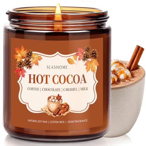 SLASHOME Hot Cocoa Soy Candle 7oz, Chocolate Coffee Scented Gift