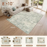 8x10 Area Rug for Living Room Washable Abstract Sage Green Carpet
