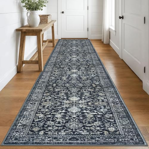 Runner for Hallway 3x16 ft Washable Runner Rug, Midnight Navy