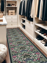 2x8 Washable Runner Rug for Kitchen: Non-Slip Floral Carpet Runners Boho Indoor Rugs for Entryway Hallways - Botanical Soft Low Pile Long Mats for Floor Bedroom Laundry 2x8 Dark Green