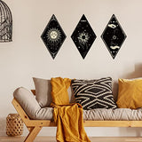 Sintuff 6 Pieces Gothic Wall Decor Boho Sun Moon Phases Wall Art Gothic Minimalist Stars Sun Hanging Wooden Home Decor Farmhouse Pediments for Gallery Living Bedroom Room(Boho)