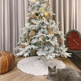 Christmas Tree Skirts 24 Inches Mini Plush Tree Skirt Silver Snowflakes Tree Mats for Winter Holiday Xmas Party Decorations