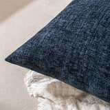 EMEMA Square Throw Pillow Covers 20"x20" Inch Set of 2 Decorative Couch Pillow Covers Chenille Modern Solid Pillowcases for Sofa Bedroom Navy Blue 50x50CM(Only Covers)
