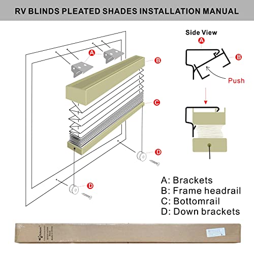 Dulepax RV Blinds,RV Pleated Shades,RV Blinds Pleated Shades, 32" W x 24" L Cappuccino RV Window Shades,Camper Blinds,RV Window Blinds for RV Camper Travel Trailers Motorhome's Window