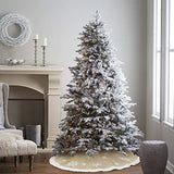 AerWo 48inch Christmas Tree Skirt with White Snowflake, Burlap Tree Skirt with Fur Sides Farmhouse Christmas Tree Skirts for Xmas Decor Festive Holiday Decorations Indoor Outdoor
