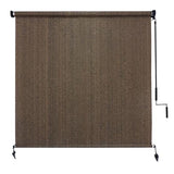 Amagenix Outdoor Roller Shades 8'(W) X 8'(H), Exterior Cordless Patio Shades Roll Up Outdoor Blinds with 90% UV Protection, Two-Section Poles with One-Piece Fabric, Mocha