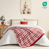 Snuggle Sac Red Checkered Throw Blanket for Couch, Super Soft Cozy Warm Christmas Red Blankets, Reversible Buffalo Plaid Microfiber Throws for Sofa Bed, Red Plaid, 50x60 Inches