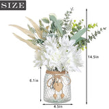 Faux Flowers with Vase,Artificial Silk Flowers in Vase, Fake Plant Eucalyptus and Willow,Flower Arrangement for Home Farmhouse kitchen Dining Table Centerpiece Decorations Coffee Table Decor (White)