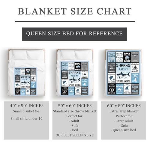 Shark Gifts for Women/Men/Boys/Girls, Unique Shark Lovers Themed Blanket Accessories/Stuff for Kids, Cute Sharks Things Soft Throw 50" x 60"